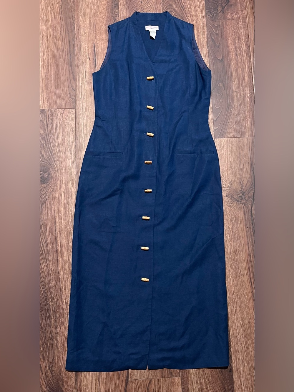Talbots Navy Sleeveless Button-Front Sheath Dress